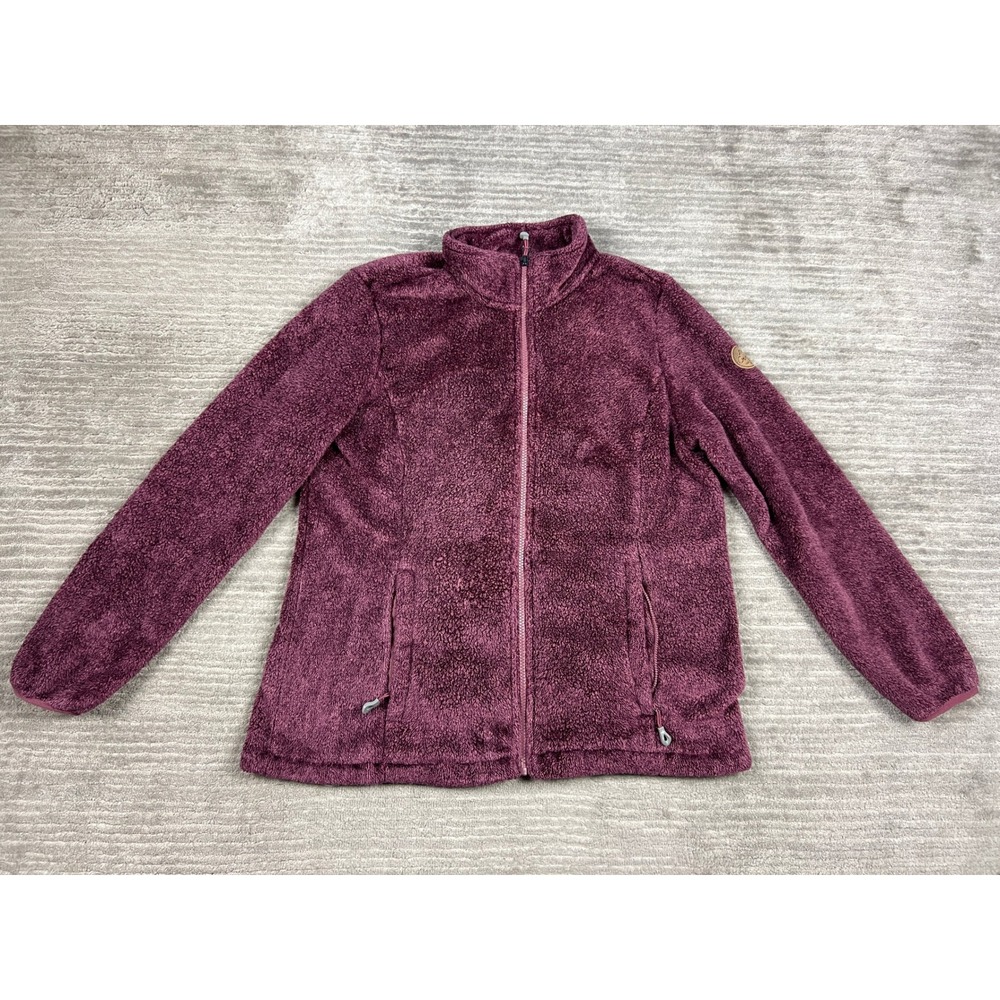 Gerry Fleece Jacket Womens Large Purple ZG9463 Full Zip Sherpa Teddy Mock Neck